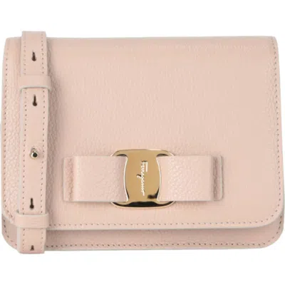 Ferragamo Vara Bow Pebbled-leather Cross-body Bag In Pink