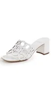 Ferragamo Gancini Cut-out Block-heel Sandals In Bianco Ottico