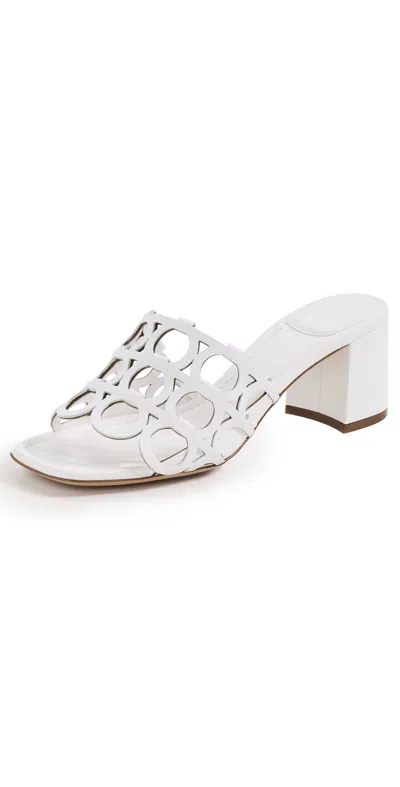Ferragamo Gancini Cut-out Block-heel Sandals In White