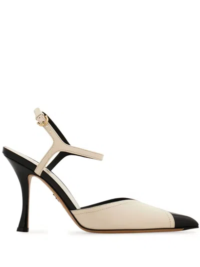 Ferragamo Erula Shoe Natural Black Destal 95mm In White