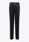Ferragamo Men Five Pockets Jeans With Logo Tag In Blue