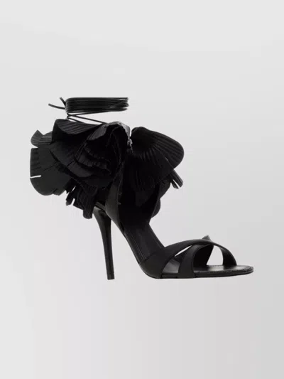 Ferragamo Estrella 95 Open Toe Stiletto Sandals In Black