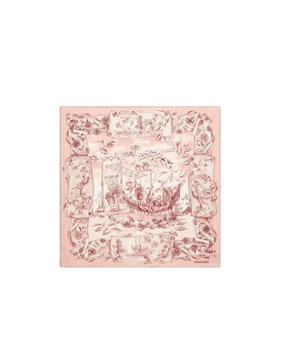 Ferragamo Ethnic Print Silk Foulard In Pink