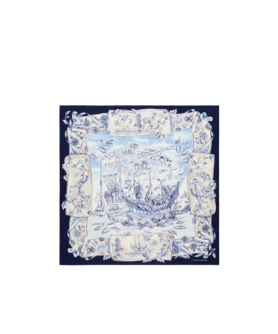 Ferragamo Ethnic Print Silk Scarf In Blue