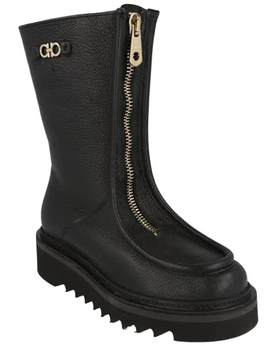 Ferragamo Eurialo F Leather Boot In Black