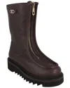 Ferragamo Leather With Gancini Hardware Ankle Boot In Brown