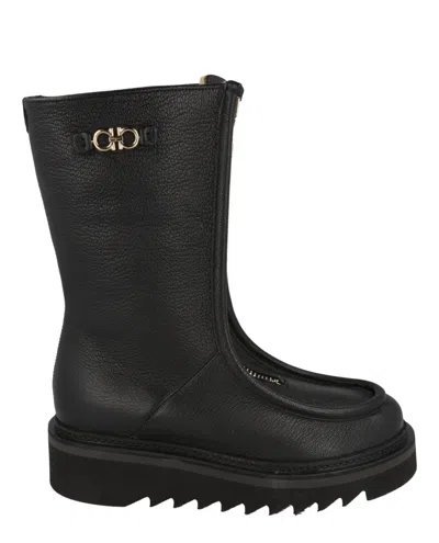 Ferragamo Eurialo F Leather Boots In Black