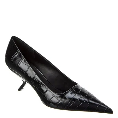 Ferragamo Eva 55 Croc-embossed Leather Pumps In Black