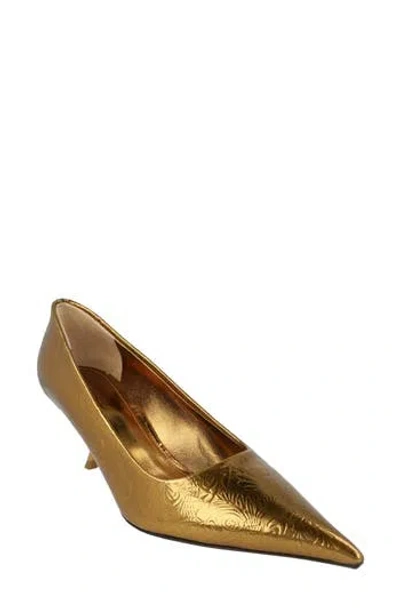 Ferragamo Eva Embossed Leather Pointed Toe Pump In Black