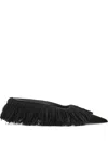 Ferragamo Eva Feathered-detail Mules In Schwarz