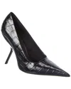 Ferragamo Eva X5 Croc-embossed Leather Pump In Black