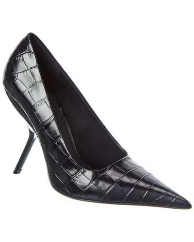 Ferragamo Eva X5 Croc-embossed Leather Pump In Black