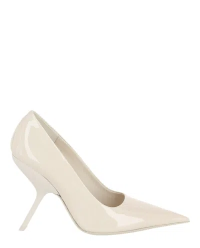 Ferragamo Eva X5 Pantent Leather Pumps In White