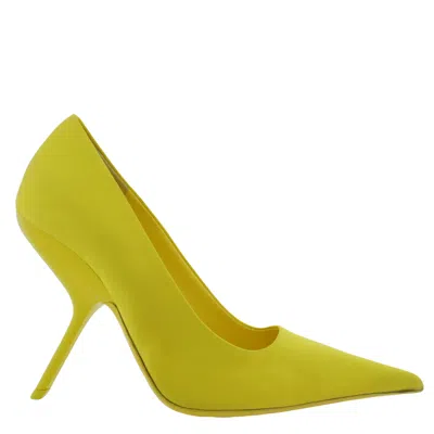 Ferragamo Eva X5 Pointed-toe Satin Pumps In Yellow