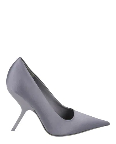 Ferragamo Eva X5 Satin Pumps In Gray