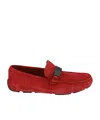 Ferragamo Switch Suede Drivers In Red