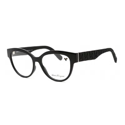 Ferragamo Eyeglasses Cat Eye Full Rim, Havana Frame And Clear Demo Lenses Lens Sf2957e240 In Black