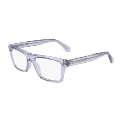 Ferragamo Eyeglasses Rectangle Full Rim, Light Crystal Grey Frame And Clear Demo Lenses Lens Sf2988050 In Orange
