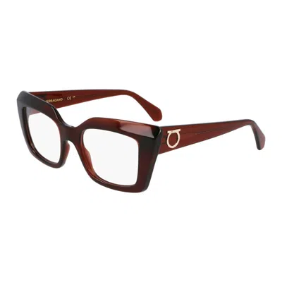 Ferragamo Eyeglasses Square Full Rim, Shiny Black Frame And Clear Demo Lens Lens Sf3008001 In Brown