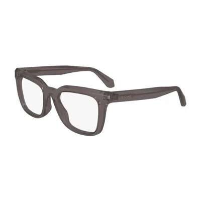 Ferragamo Eyeglasses Square Full Rim, Transparent Grey Frame And Clear Demo Lenses Lens Sf2990020 In Gray