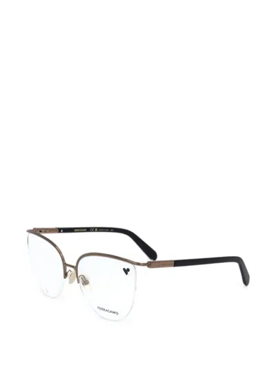 Ferragamo Eyewear 56mm Amber-gold Eyeglasses In 브라운