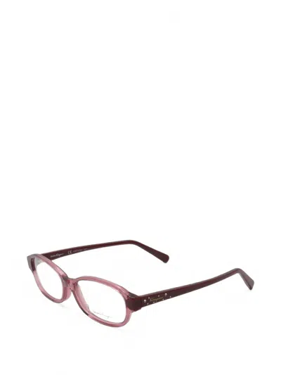 Ferragamo Eyewear Crystal-embellished Oval-frame Glasses In Pink