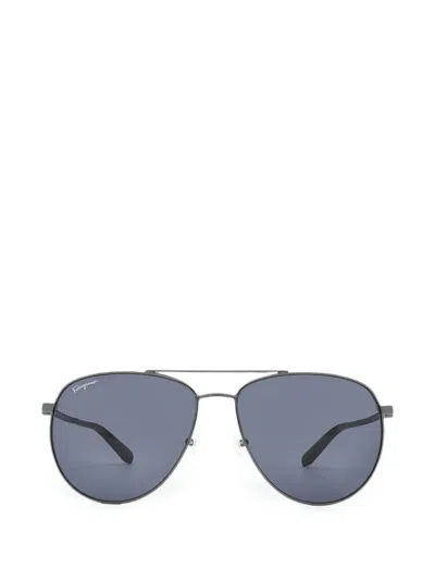 Ferragamo Eyewear Double-bridge Pilot-frame Sunglasses In Blue
