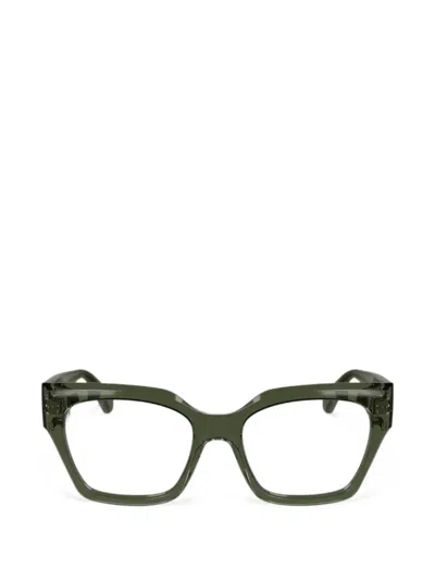 Ferragamo Eyewear Gancini Geometric-frame Glasses In Green