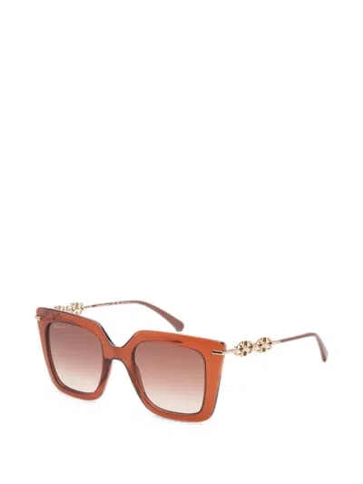 Ferragamo Eyewear Gancini Geometric-frame Sunglasses In 브라운