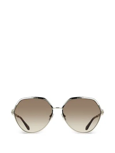 Ferragamo Eyewear Gancini Geometric-frame Sunglasses In Gold