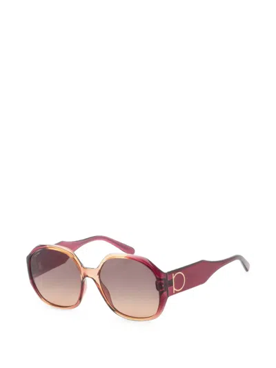 Ferragamo Eyewear Gancini Geometric-frame Sunglasses In Red