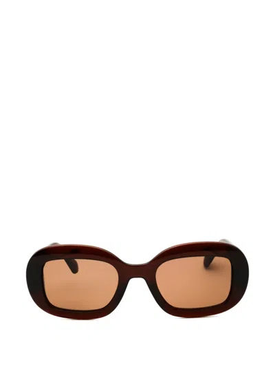 Ferragamo Eyewear Gancini Oval-frame Sunglasses In Brown