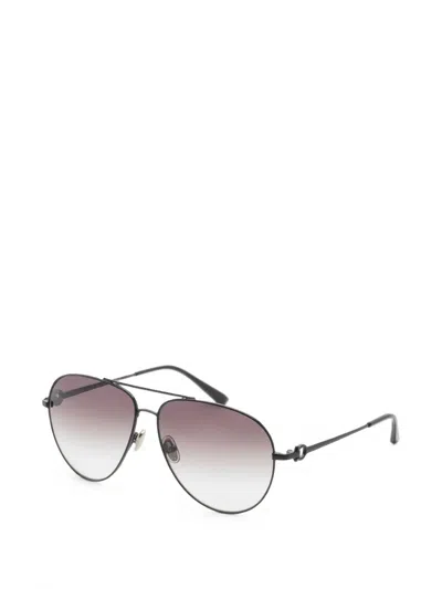 Ferragamo Eyewear Gancini Pilot Sunglasses In Black