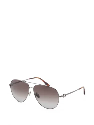 Ferragamo Eyewear Gancini Pilot-frame Sunglasses In Grey
