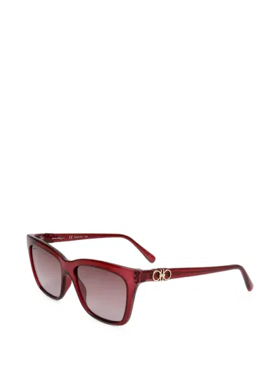 Ferragamo Eyewear Gancini Rectangle-frame Sunglasses In Rot