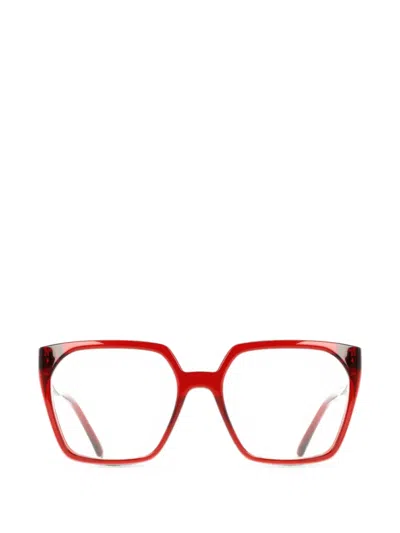 Ferragamo Eyewear 간치니 디테일 기하학 프레임 안경 In Red