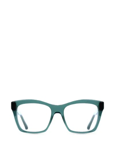 Ferragamo Eyewear Gancini-detail Rectangle-frame Glasses In Green