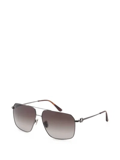 Ferragamo Eyewear Geometric-frame Sunglasses In 그레이