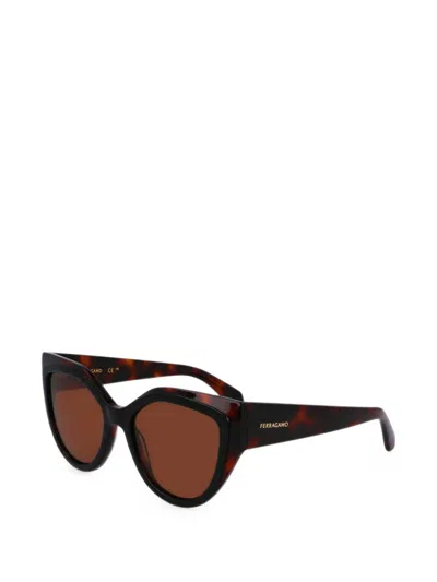 Ferragamo Eyewear Geometric-frame Sunglasses In Brown