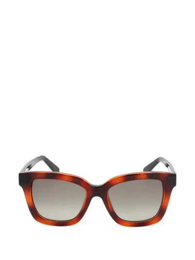 Ferragamo Eyewear Logo-detail Sunglasses In Brown