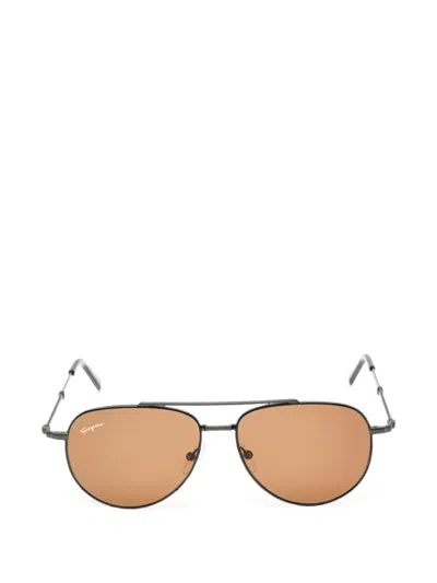 Ferragamo Eyewear Metal-frame Pilot Sunglasses In Black