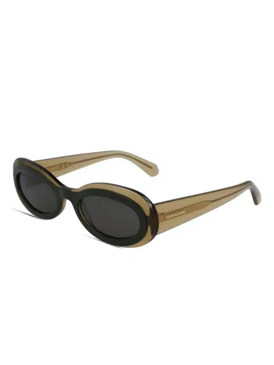 Ferragamo Eyewear Oval-frame Sunglasses In Green