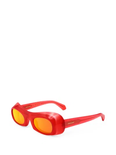 Ferragamo Eyewear Oval-frame Sunglasses In 레드