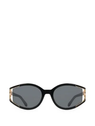 Ferragamo Eyewear Oval-frame Sunglasses In Black
