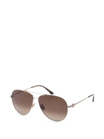 Ferragamo Eyewear Pilot-frame Sunglasses In Gold