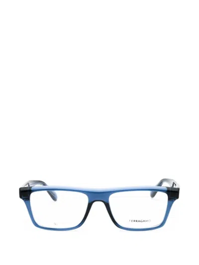 Ferragamo Eyewear Rectangle-frame Glasses In Blue
