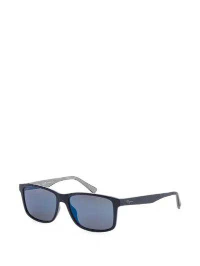Ferragamo Eyewear Rectangle-frame Sunglasses In 블루