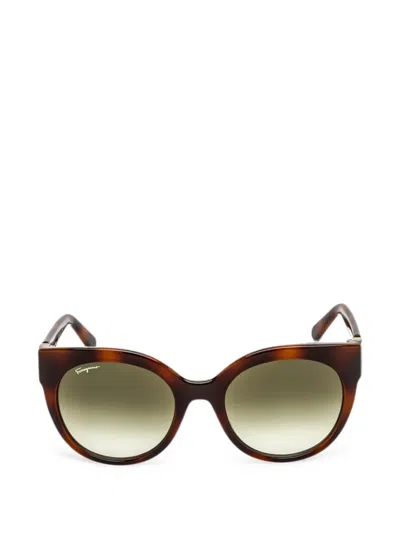 Ferragamo Eyewear Tortoiseshell-effect Round-frame Sunglasses In Brown