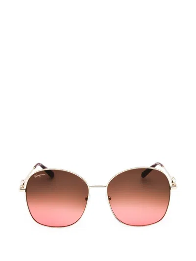 Ferragamo Eyewear Round-frame Sunglasses In Gold