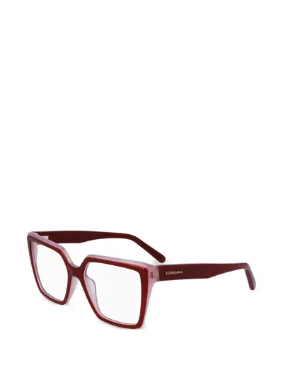 Ferragamo Eyewear Square-frame Glasses In Burgundy